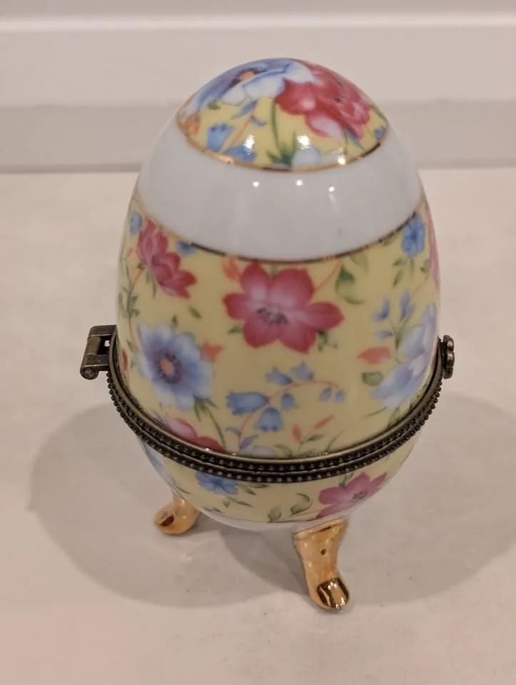 Limoges Hand Painted Egg France Trinket Box image indicator(4)