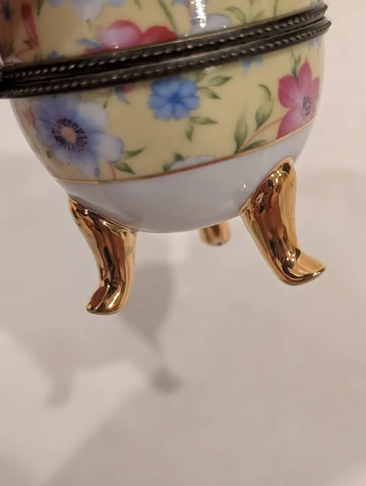 Limoges Hand Painted Egg France Trinket Box image indicator(5)