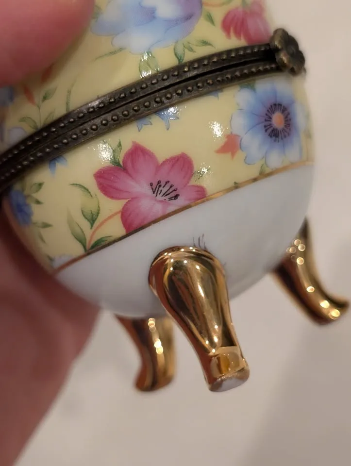 Limoges Hand Painted Egg France Trinket Box image indicator(7)