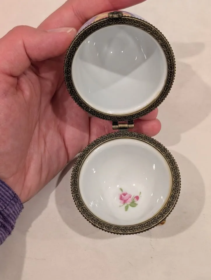 Limoges Hand Painted Egg France Trinket Box image indicator(8)