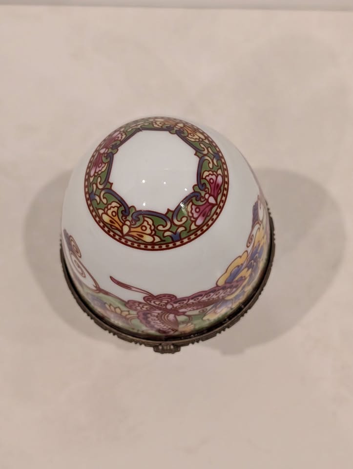 Limoges Hand Painted Egg France Trinket Box Butterflies - photo 2