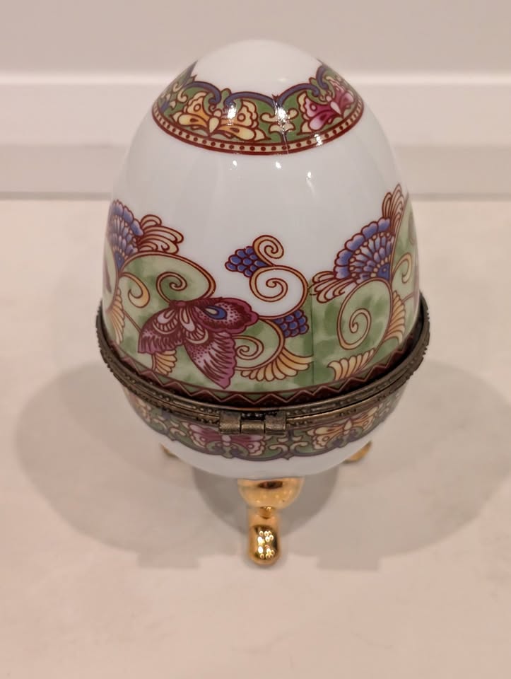 Limoges Hand Painted Egg France Trinket Box Butterflies - photo 5