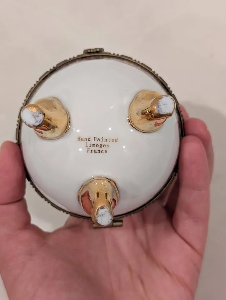 Limoges Hand Painted Egg France Trinket Box Butterflies image indicator(6)