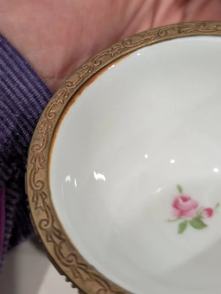 Limoges Hand Painted Egg France Trinket Box Butterflies image indicator(9)