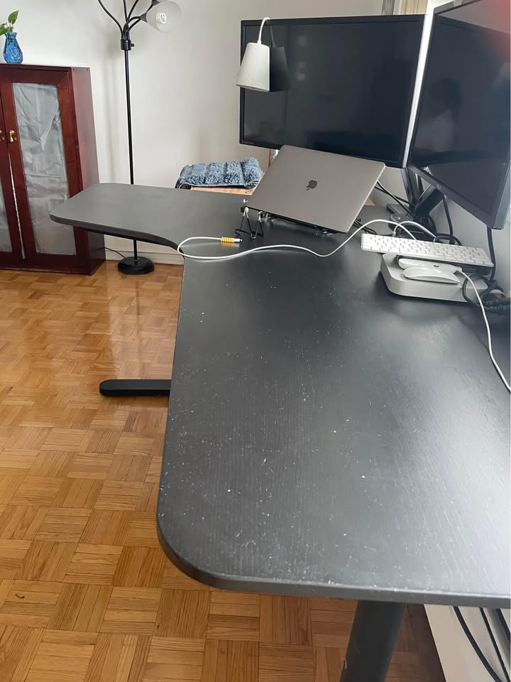 Ikea Work Corner desk-left, black stained ash veneer/black🥕🥕 - photo 3