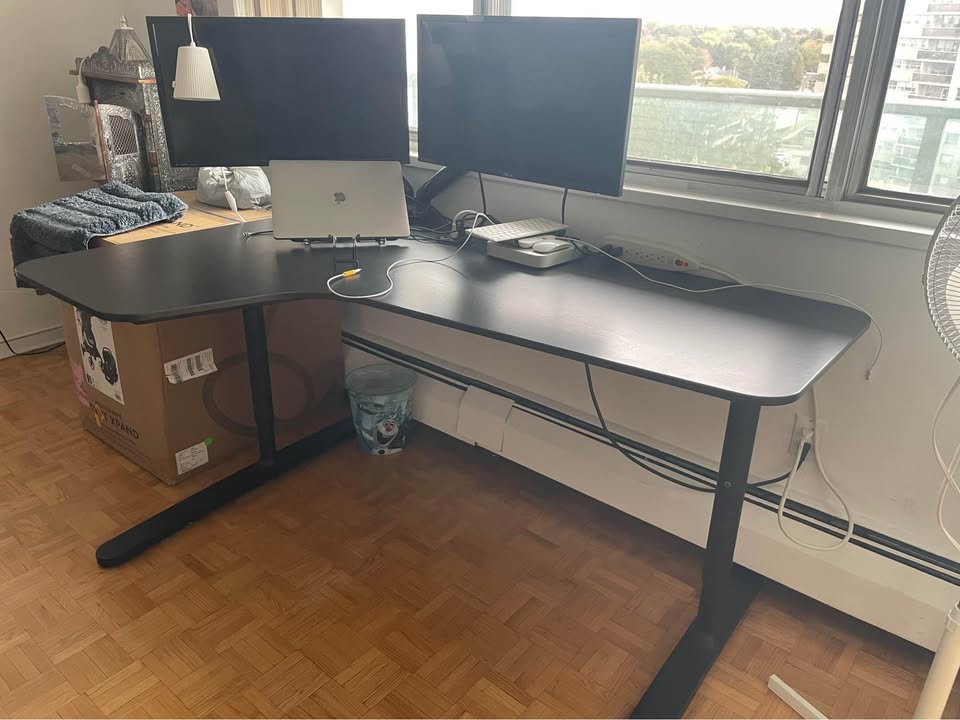 Ikea Work Corner desk-left, black stained ash veneer/black🥕🥕 - photo 4