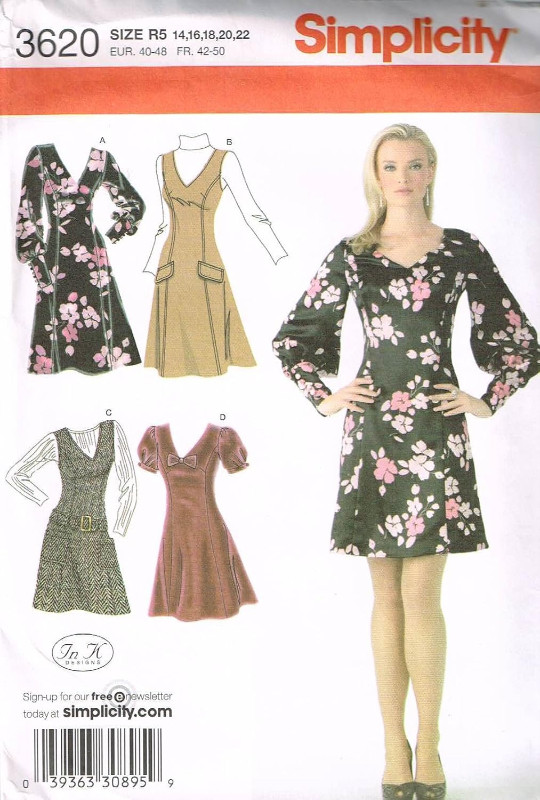 Simplicity Sewing NEW Pattern 3620, Size R5-14, 16, 18, 20, 22