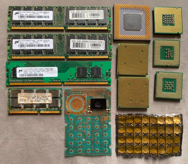 Gold Recovery Computer CPUs and RAM Memory Chips Mixed Lot thumbnail
