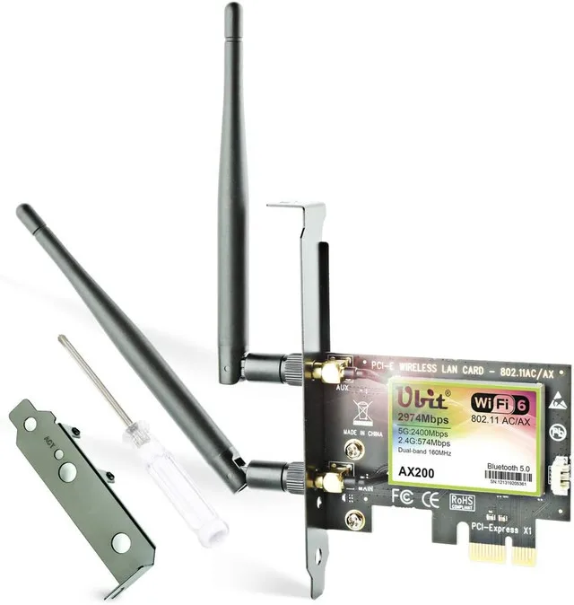 Ubit AX WiFi 6 Card Dual Band 3000 Mbps AX200 Desktop Bluetooth thumbnail