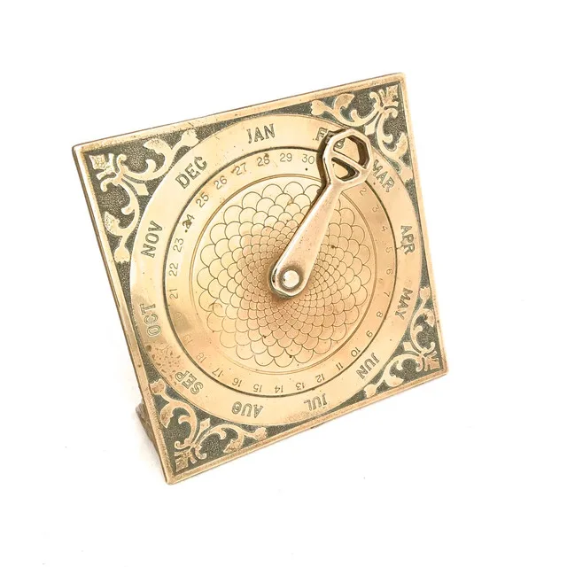 Vintage Brass Desk Perpetual Astronomy Calendar 5X5 inches thumbnail