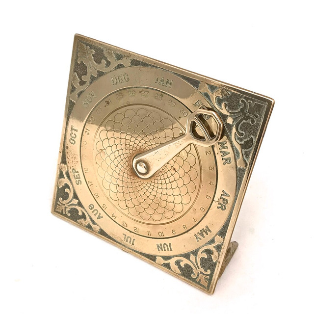 Vintage Brass Desk Perpetual Astronomy Calendar 5X5 inches - photo 2