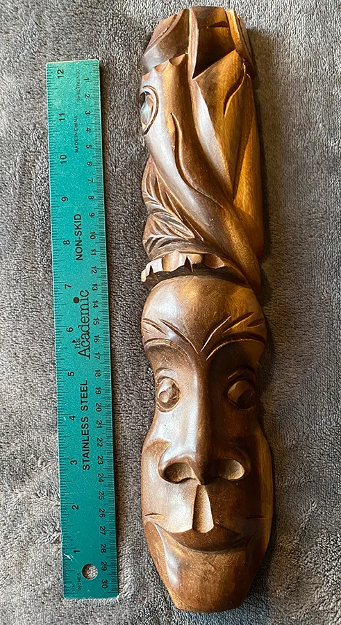 Vintage African Mask Hand Carved Wood Modern Mid Century Tribal thumbnail