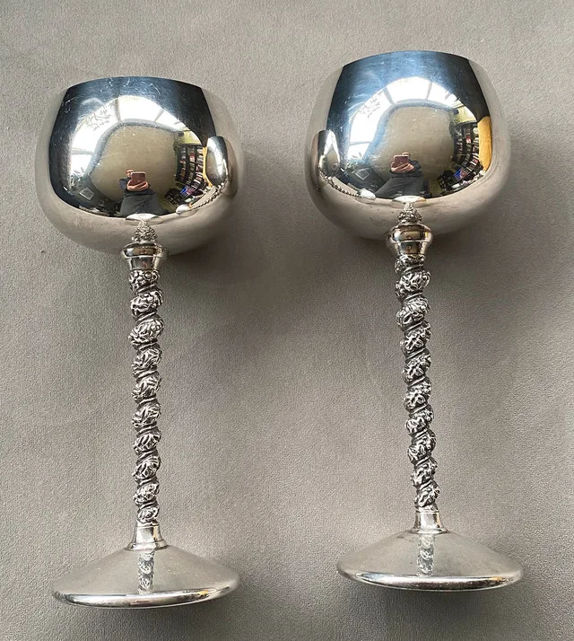Vintage 1960s British Primrose Silver Wine Goblets thumbnail
