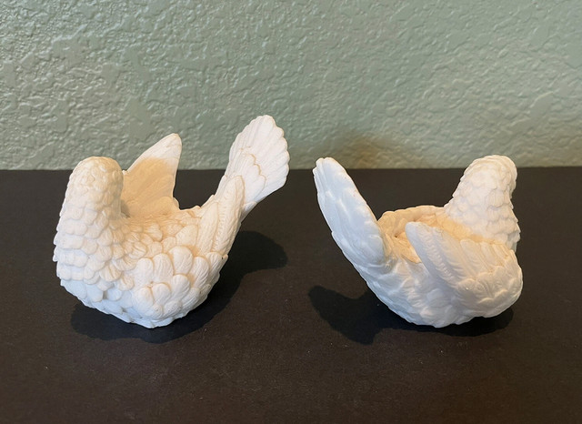 VTG Set White Alabaster Doves Lovebirds Peace Italy A. Santini - photo 2