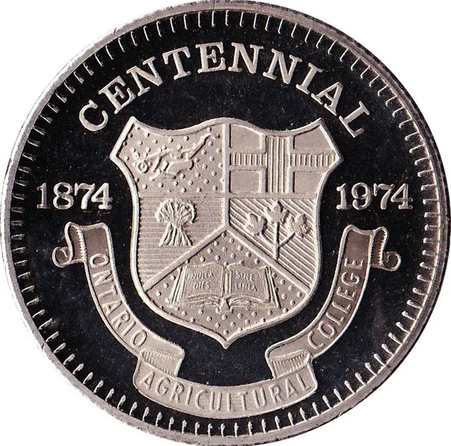 CENTENNIAL DOLLAR CANADA ONTARIO AGRICULTURAL COLLEGE GUELPH thumbnail