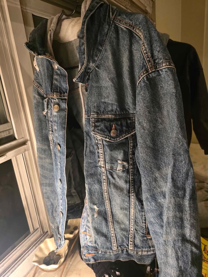 Aeropostal Denim Jean Jacket with hoodie men's Size L - photo 3