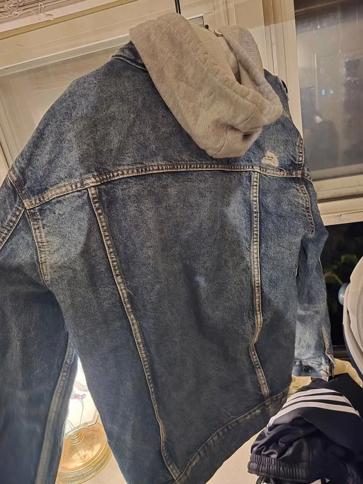 Aeropostal Denim Jean Jacket with hoodie men's Size L image indicator(4)