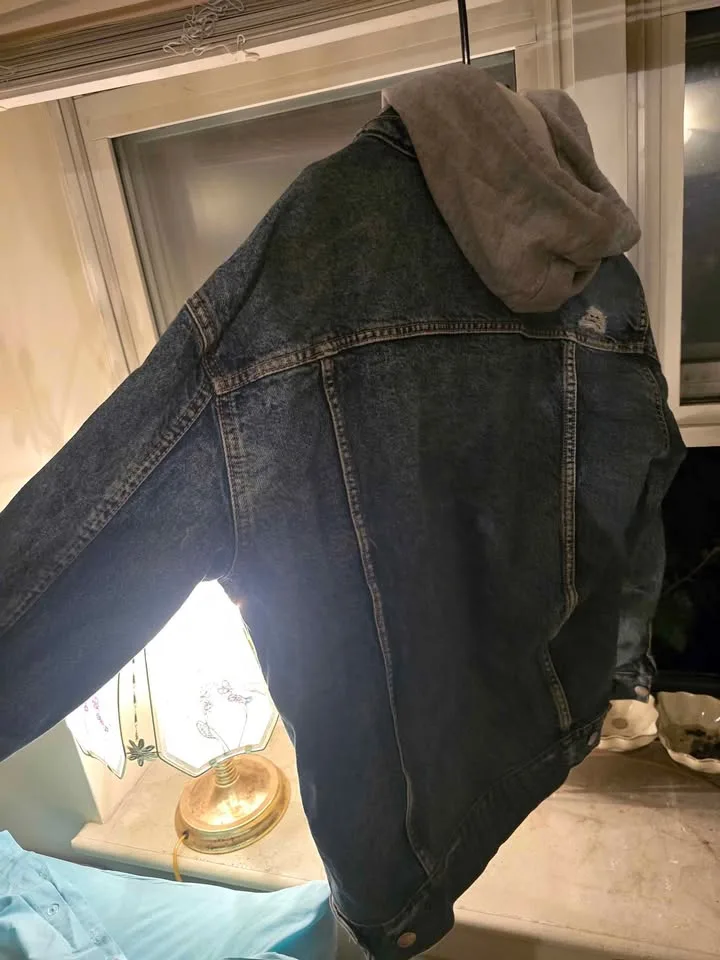 Aeropostal Denim Jean Jacket with hoodie men's Size L image indicator(5)