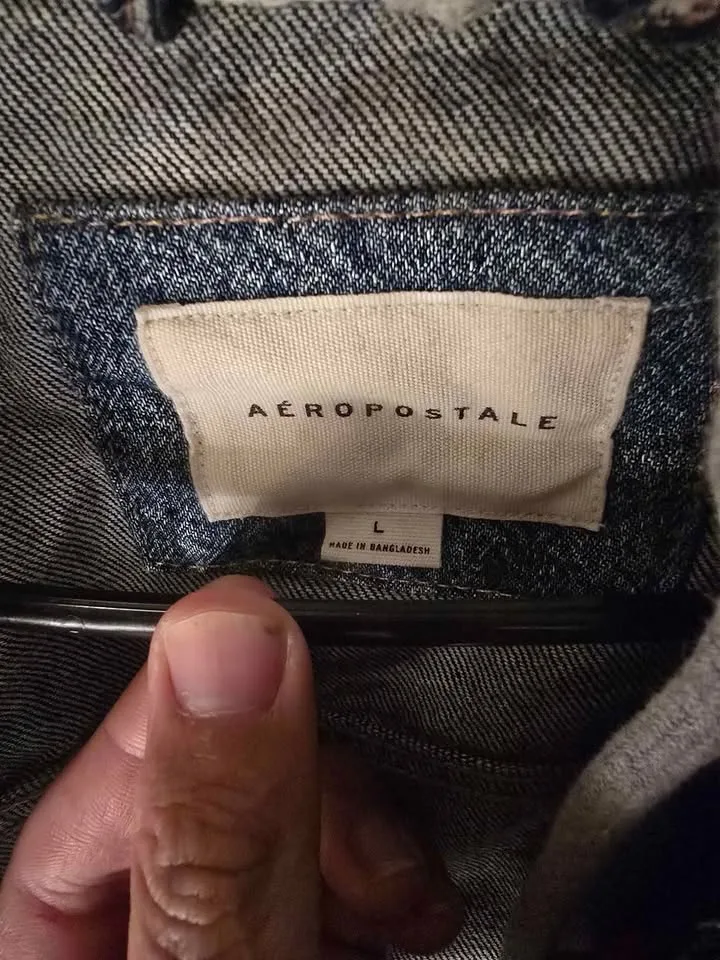 Aeropostal Denim Jean Jacket with hoodie men's Size L image indicator(7)