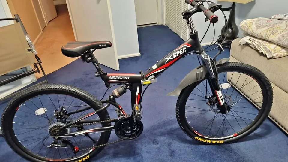 Xspec 26" 21 Speed Folding Mountain Bike - Black thumbnail
