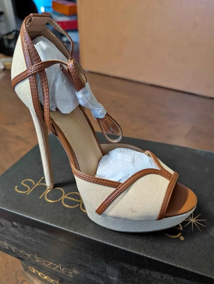 Brown and cream ultra high heel thumbnail