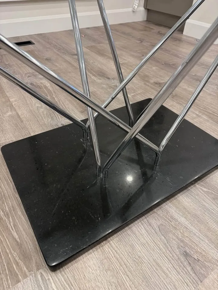 Glass top and stone base dining table image indicator(2)