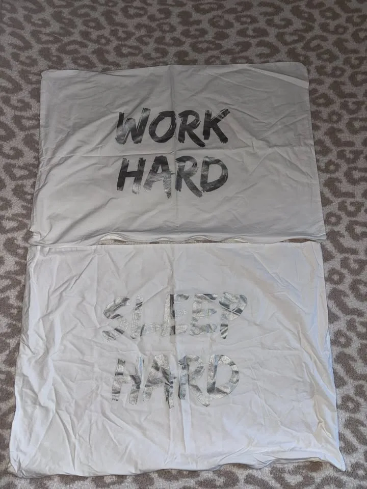 Queen Pillowcase Set - WORK HARD SLEEP HARD image indicator(2)