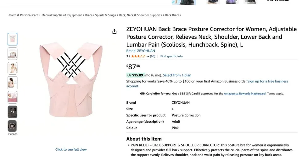 Women's Small/XS Back Brace/Posture Corrector image indicator(6)