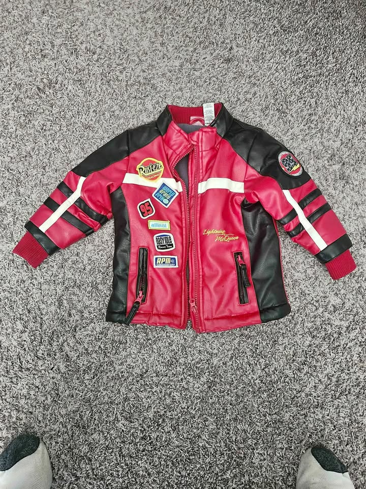 Disney Cars 2t Pleather Bomber Jacket with fleece lining