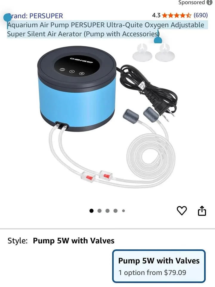 PERSUPER Aquarium Air Pump thumbnail