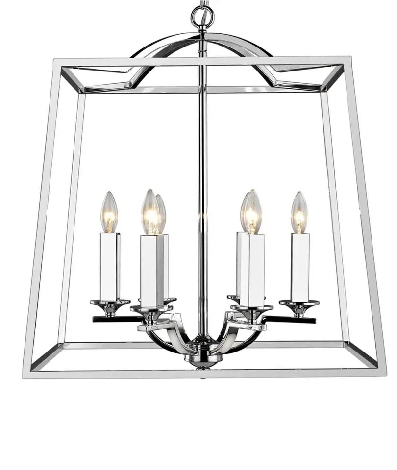 Golden Lighting Athena 6 Light Pendant, Chrome Caged- 3074-6PCH thumbnail