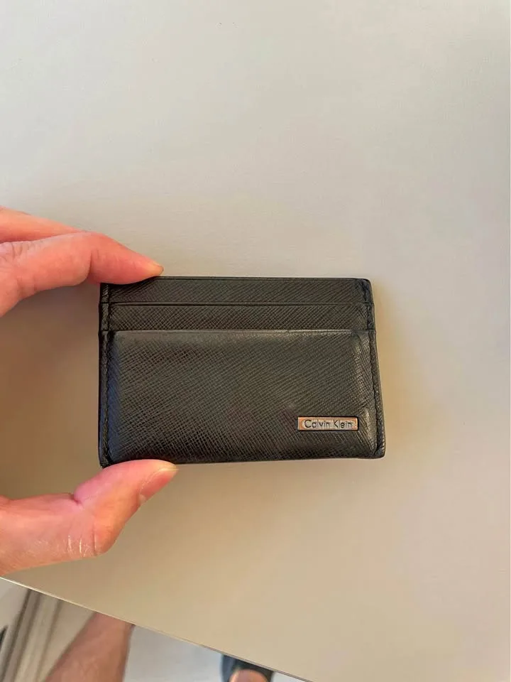 Calvin klein cardholder black leather thumbnail