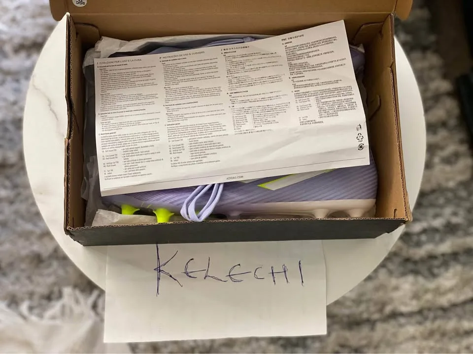 Adidas Lavender Soccer Cleats with White and Neon Accents image indicator(4)