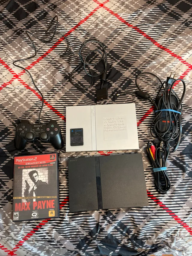 2 Sony PlayStation 2 Slim Consoles W/ Controller, Memory Card thumbnail