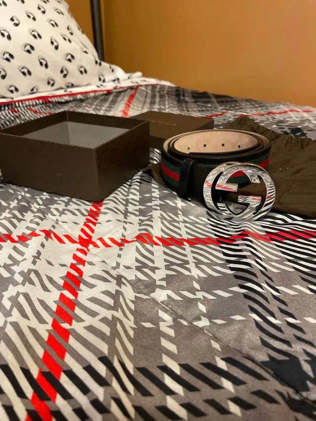 Gucci belt with Interlocking G buckle red & green Size 42 thumbnail