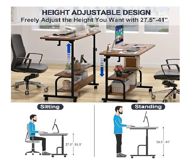 Height Adjustable Standing Desk with Power Outlets