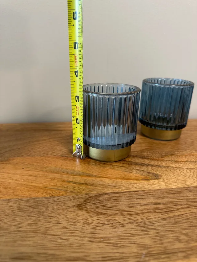 79 Clear Blue Glass Candle Votivr Holders with Gold Base image indicator(3)