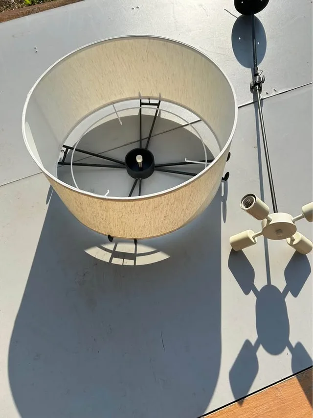 Volume Lighting Beige 20" Drum Pendant Shade & Fixture thumbnail