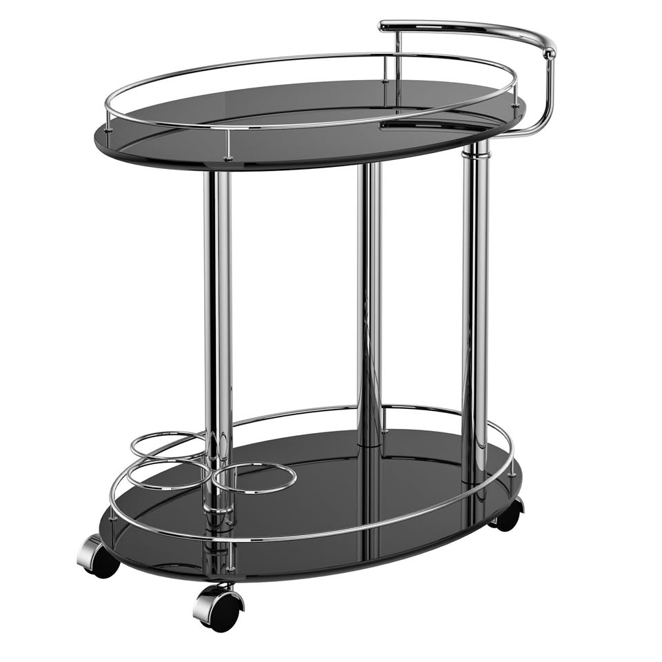 NEW Contemporary Metal & MDF 2-Tier Bar Cart