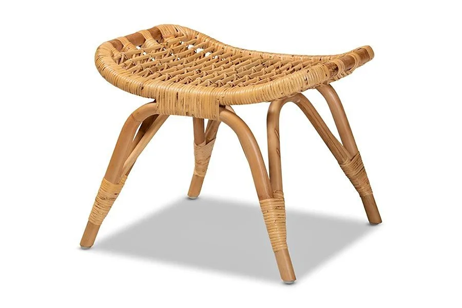 NEW -Baxton Studio Bernardo Rattan Ottoman thumbnail