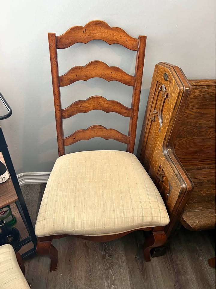 Vintage French Country Ladderback Dining Chairs