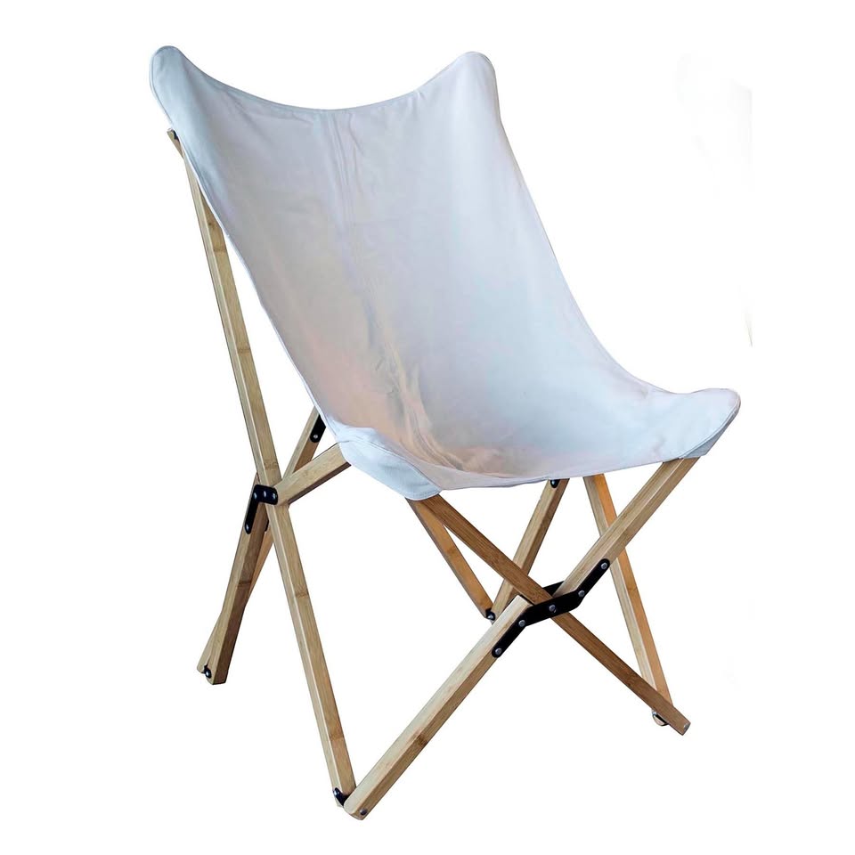 NEW - Canvas and Bamboo Butterfly Chair - White