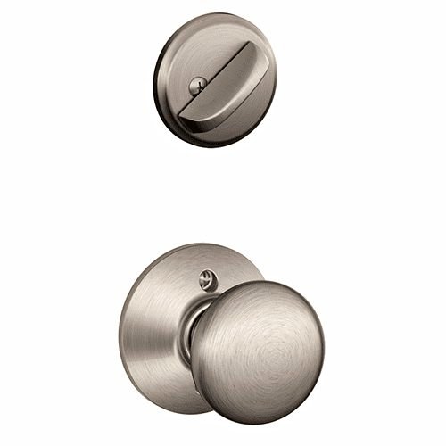 Schlage F59 PLY 619 Plymouth Knob with Deadbolt, Satin Nickel