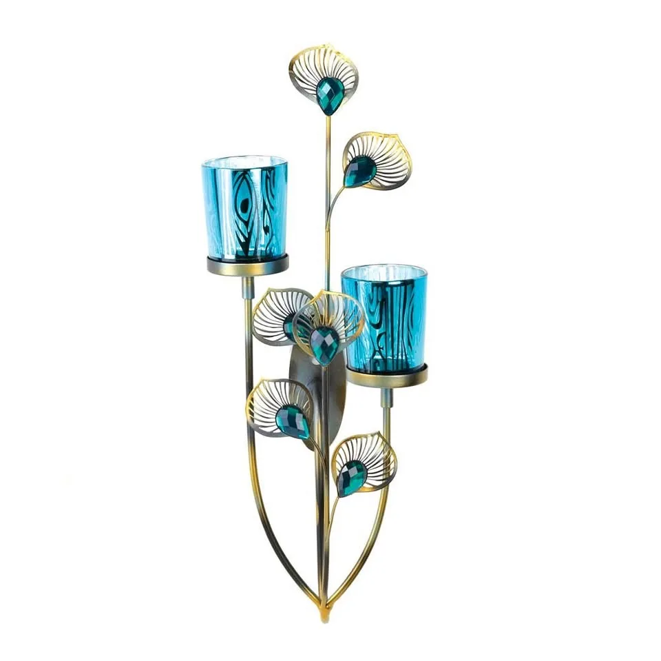 Exotic Peacock Plume Wall Sconce thumbnail