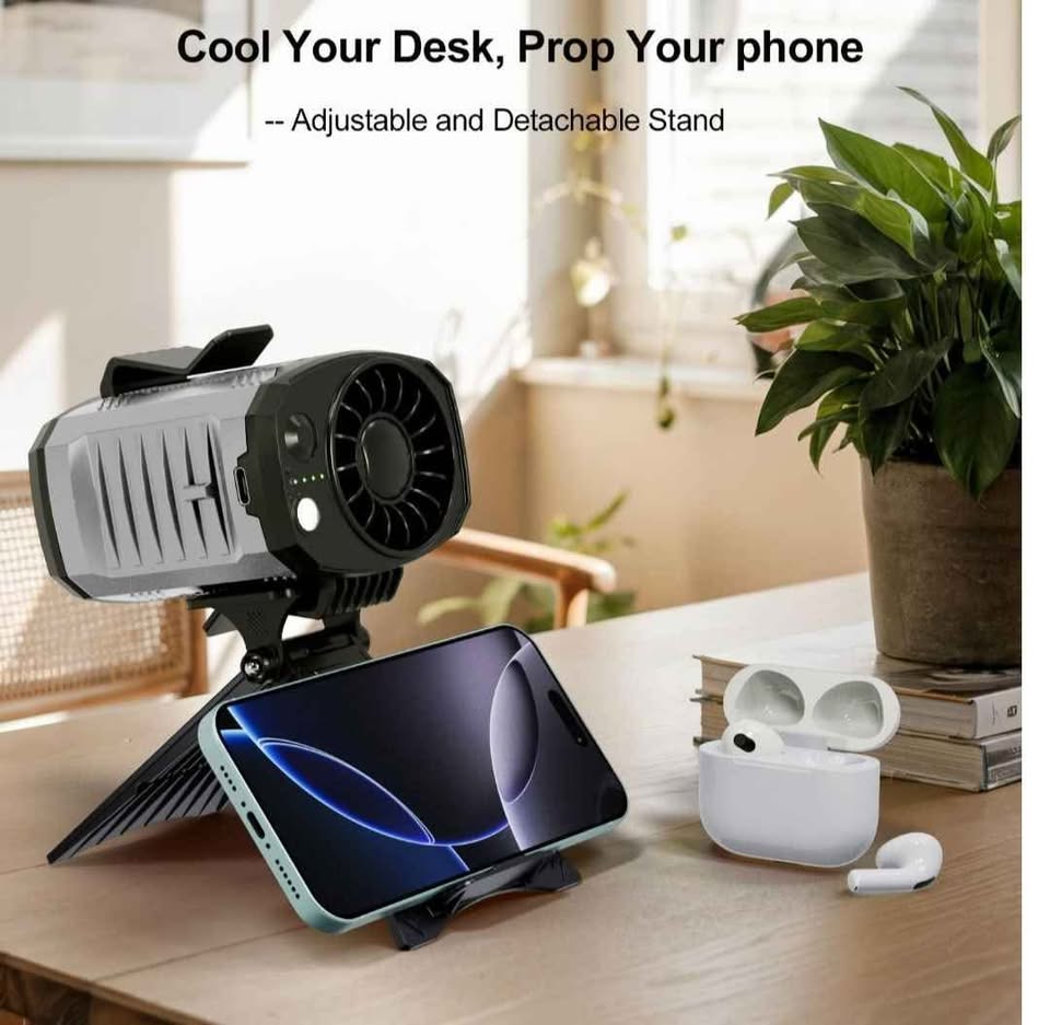Portable 4-in-1 Fan with Phone Stand & LED Light - photo 5