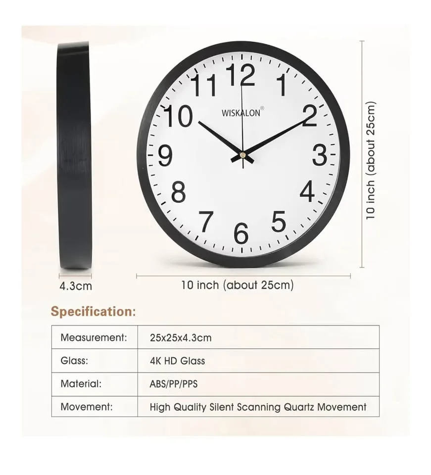 Wall clock 12 inch black and white image indicator(5)
