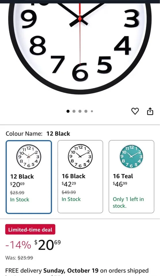 Wall clock 12 inch black and white image indicator(6)