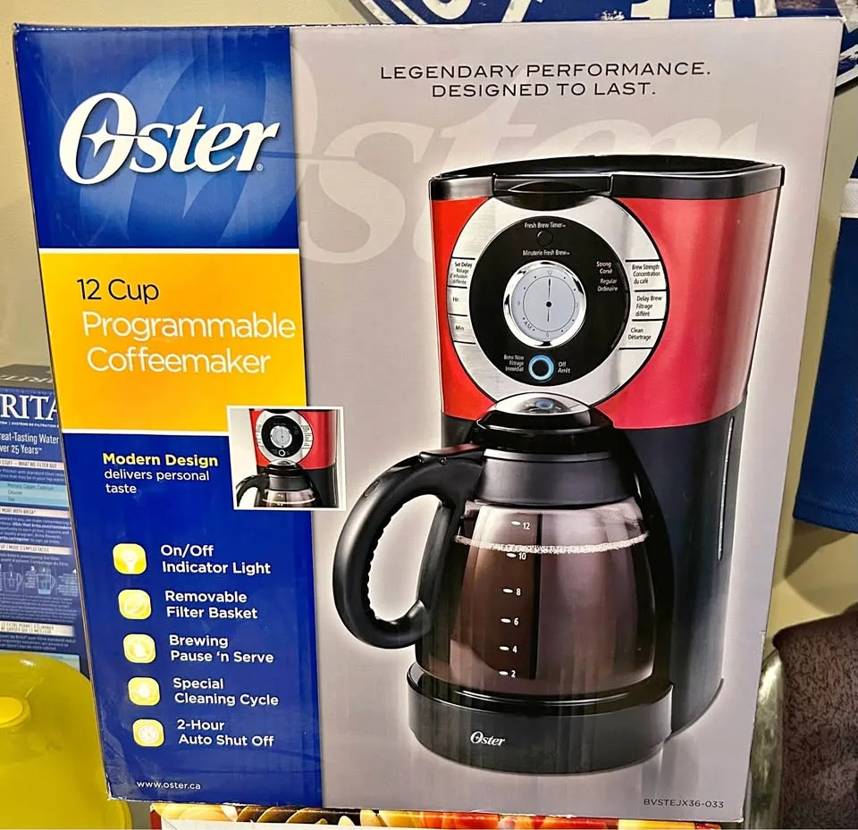 🤩 Oster 12 Cup Programmable Coffee Maker - Red ✨✨ thumbnail