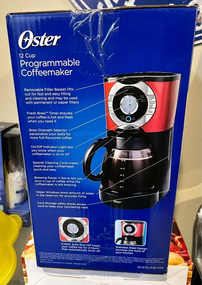 🤩 Oster 12 Cup Programmable Coffee Maker - Red ✨✨ image indicator(4)
