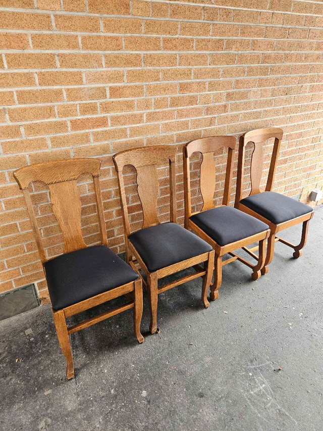 Vintage Oak Dining Chairs (Set of 4)